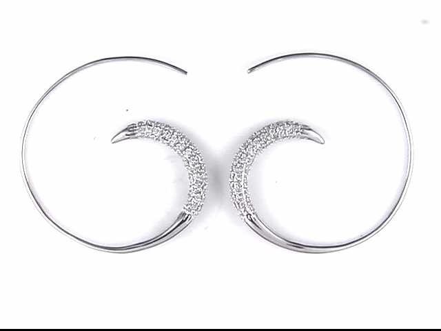 14k White Gold Diamond Hoop Earrings