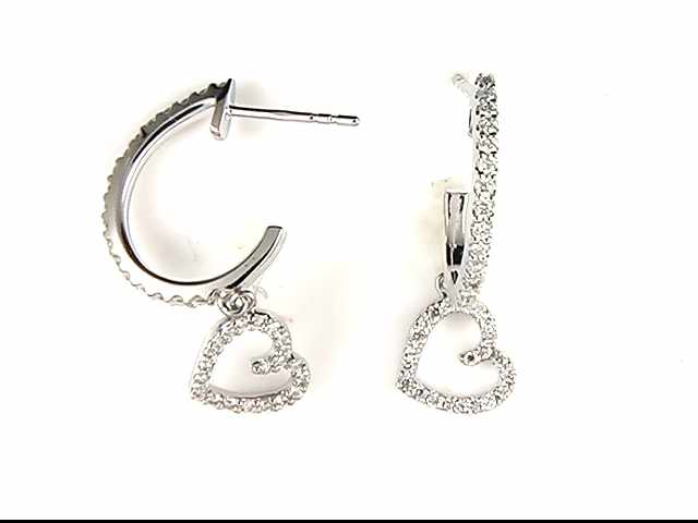 14K White Gold Diamond Hoop Earrings