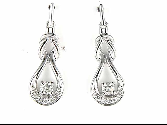 14K White Gold Diamond Dangle Earrings