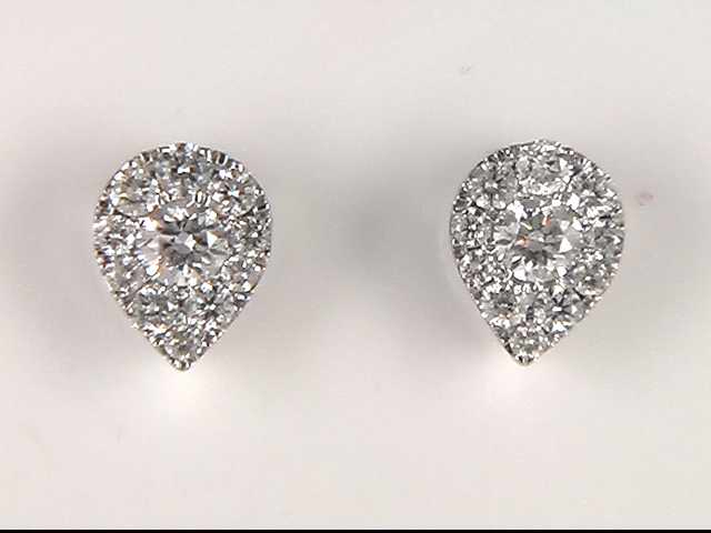14K White Gold Diamond Pear Shaped Earrings