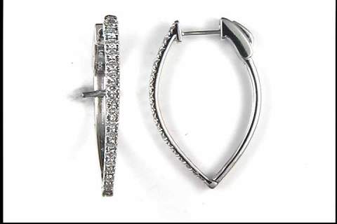14K White Gold Diamond Hoop Earrings