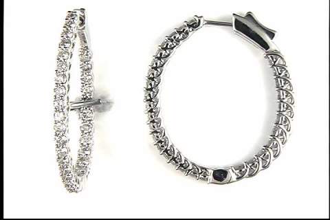 14K White Inside/Outside Diamond Earrings