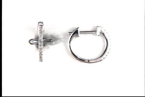10k white Gold mini hoop diamond pierced earrings