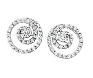 14k white gold circle diamond pierced earrings