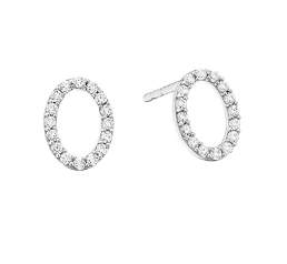 10k white Gold diamond oval pierced earrings