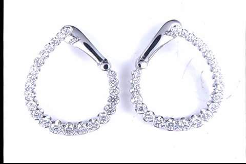 14k white gold hoop Lab Grown Diamond earrings