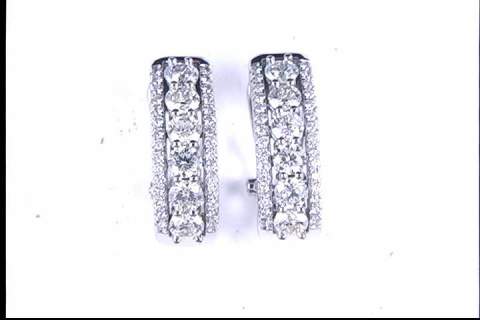14k white gold diamond hoop earrings