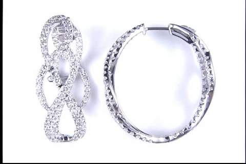 14K Diamond Hoops