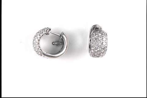 14k White Gold Diamond Hoop Earrings