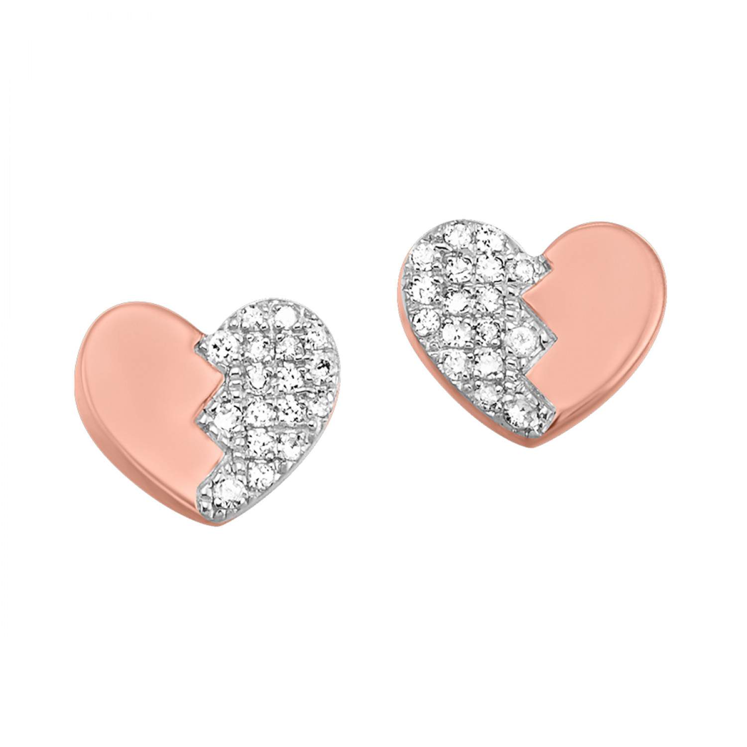 10K Rose Diamond Heart Earrings