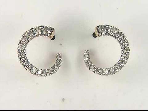 14K Yellow Diamond Half Circle Earrings
