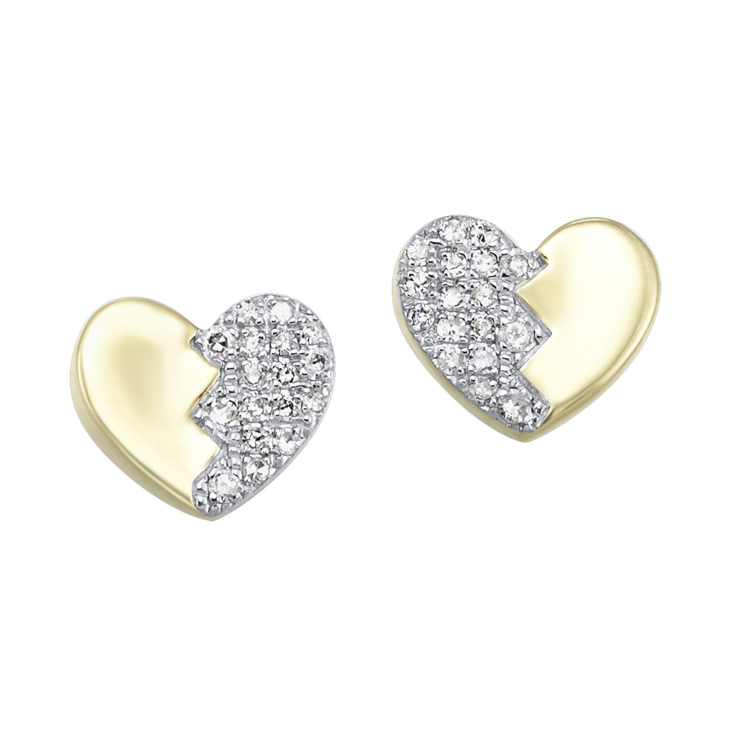 10K Yellow Diamond Heart Earrings