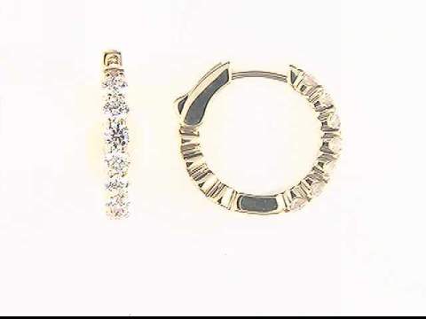 14K Yellow Diamond Hoop Earrings