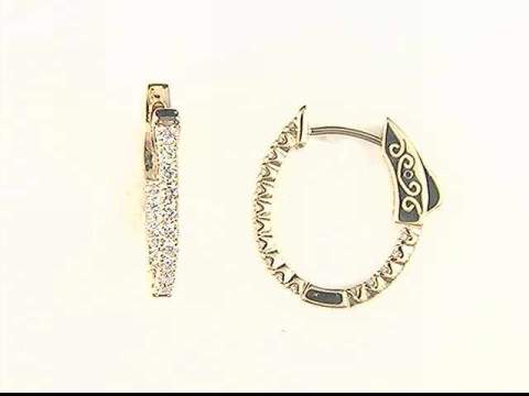 14K Yellow Inside/Outside DIamond Hoop Earrings