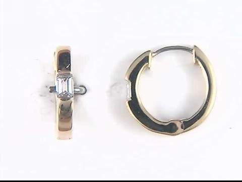 14K Yellow Diamond Hoop Earrings
