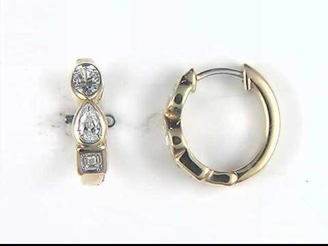 14K Yellow Diamond Hoop Earrings