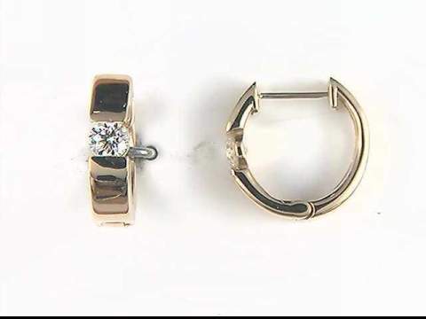 14K Yellow Diamond Hoop Earrings