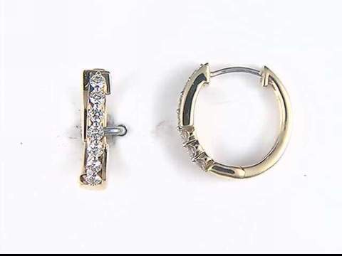 14K Yellow Diamond Hoop Earrings