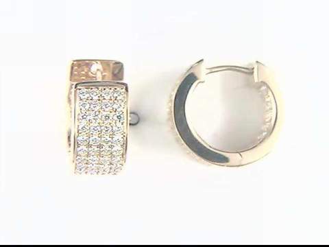 14k yellow gold inside/out diamond pierced earrings