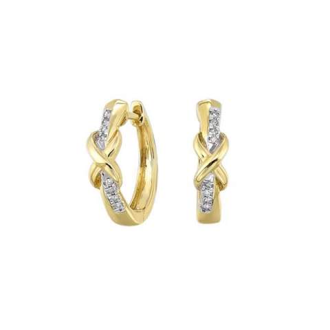 10k yellow gold diamond huggie pierced earrings