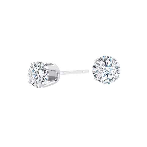 14k white gold diamond stud pierced earrings