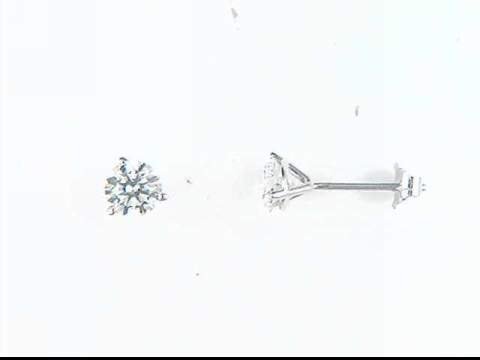 14k white gold diamond stud pierced earrings