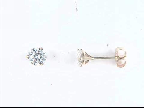 14k yellow gold diamond stud pierced earrings