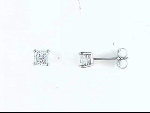 14k white gold diamond stud pierced earrings