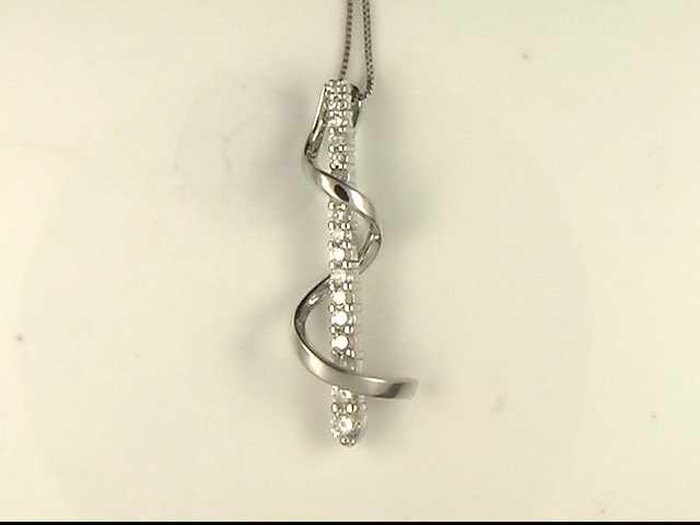 14K White Gold Diamond Pendant