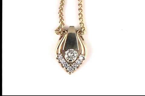 14K Yellow Gold Diamond Pendant