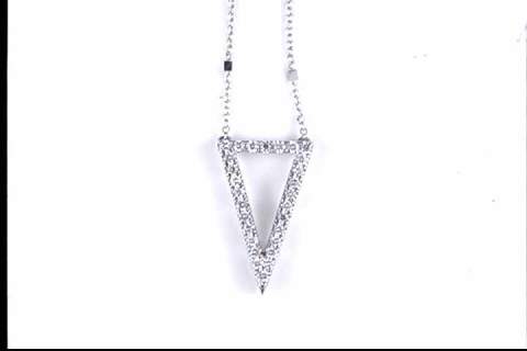 14k white gold triangle diamond pendant