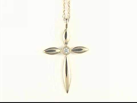 10k yellow gold cross diamond pendant