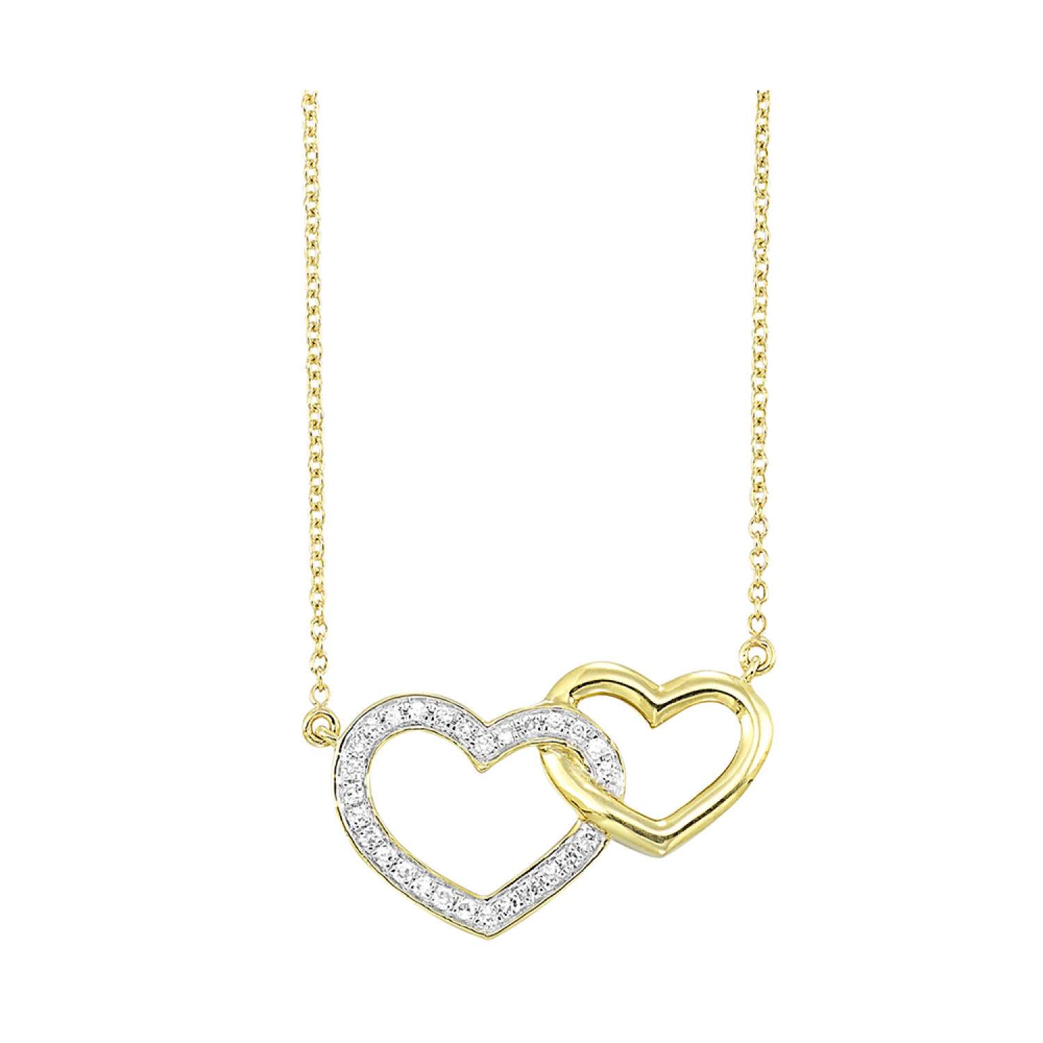 10K Double Heart Diamond Pendant