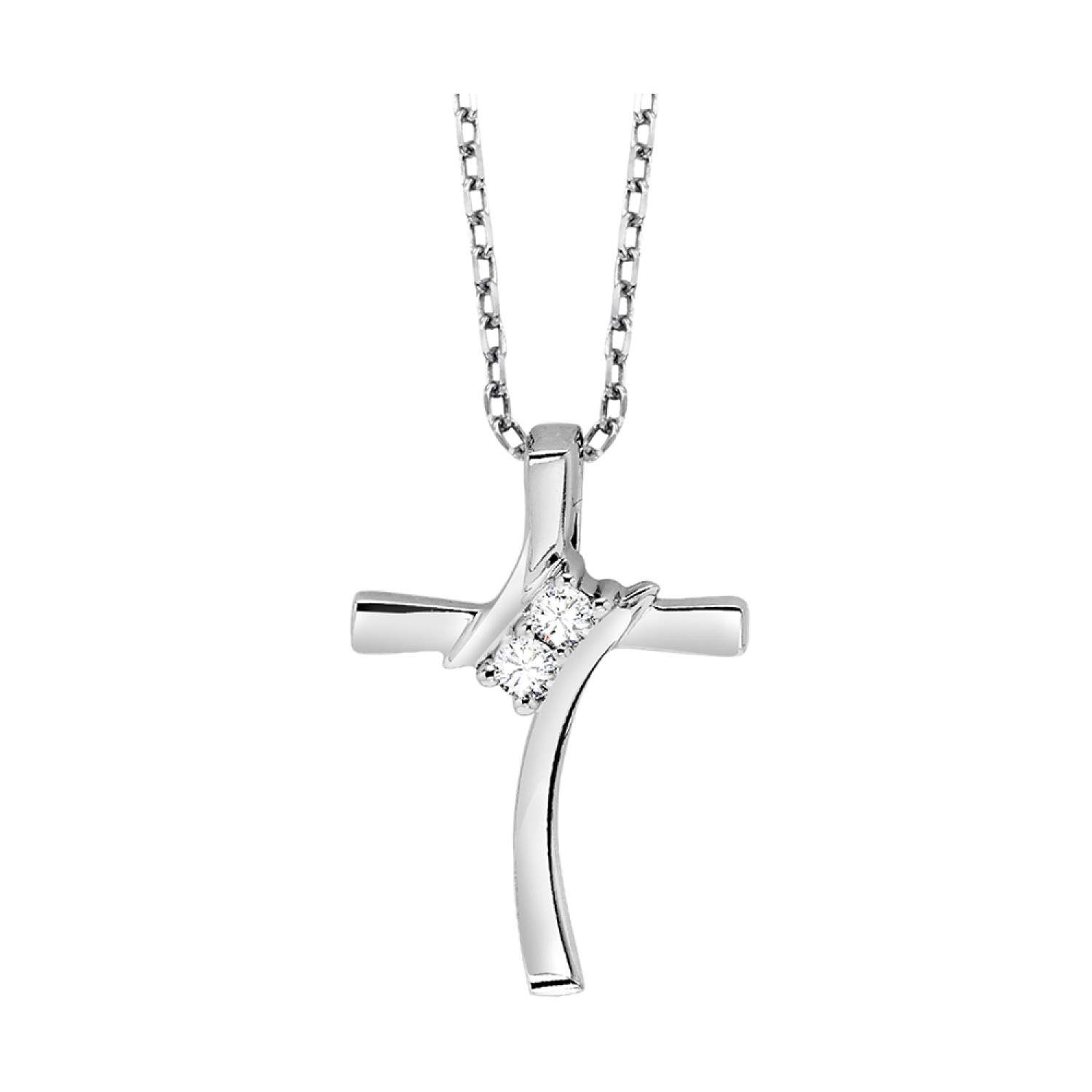 10K White Gold Diamond Cross Pendant
