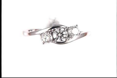 14K White Gold Three Stone Diamond Ring