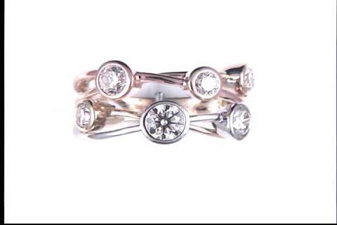 14k Yellow, Rose, White Gold Diamond Ring