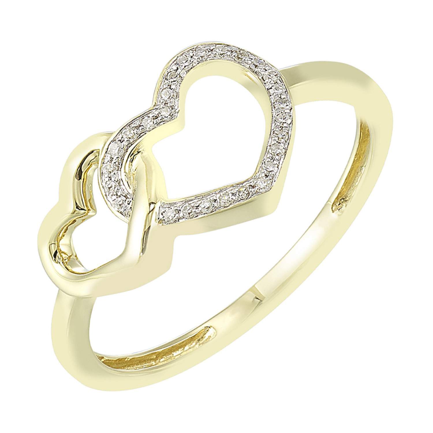 10K Yellow Double Heart Ring