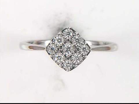 14K White Diamond Ring