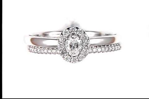 14K White Gold Oval Diamond Wedding Ring