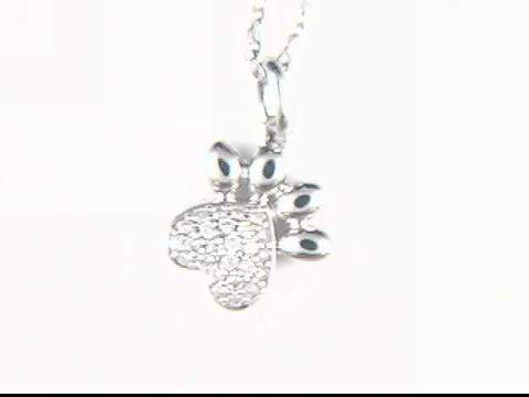 Sterling Silver Diamond Paw Print Pendant