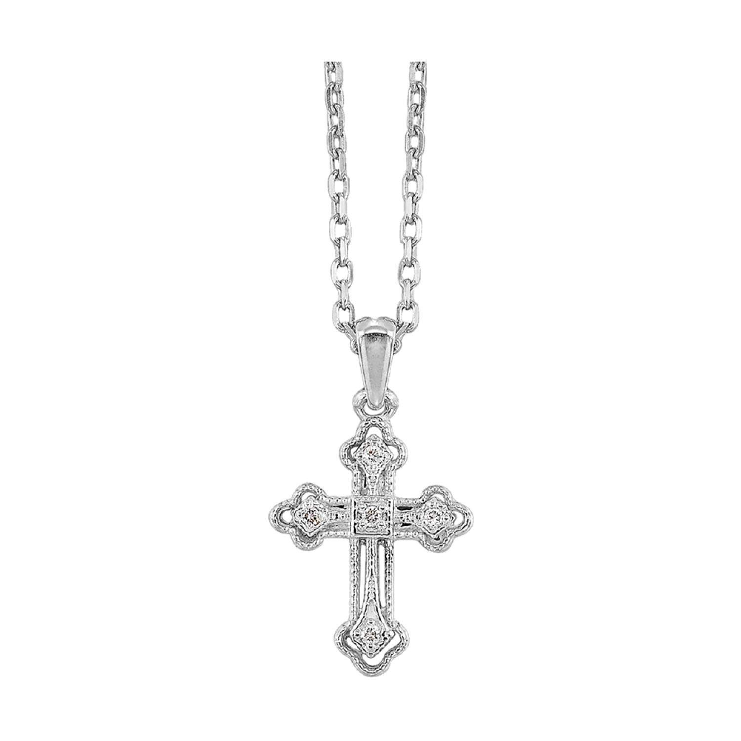 Sterling Silver Diamond Cross Pendant