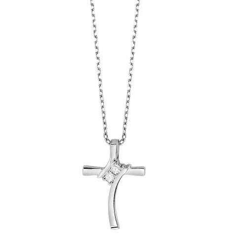 Twogether sterling diamond cross pendant