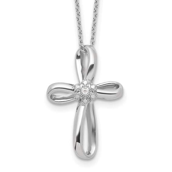 Sterling Silver Diamond Cross Pendant