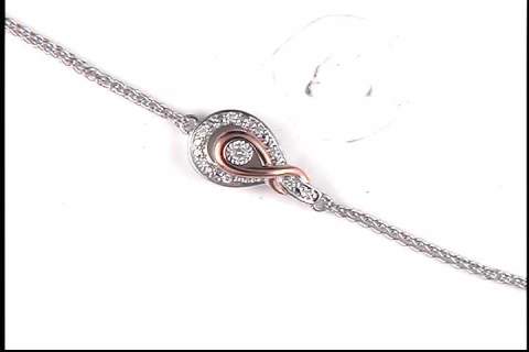 Sterling Silver and 10k Rose Gold Diamond Bracelet