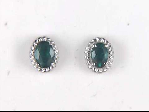 Sterling Silver Created Emerald Earrings