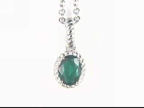 Sterling Silver Created Emerald Pendant