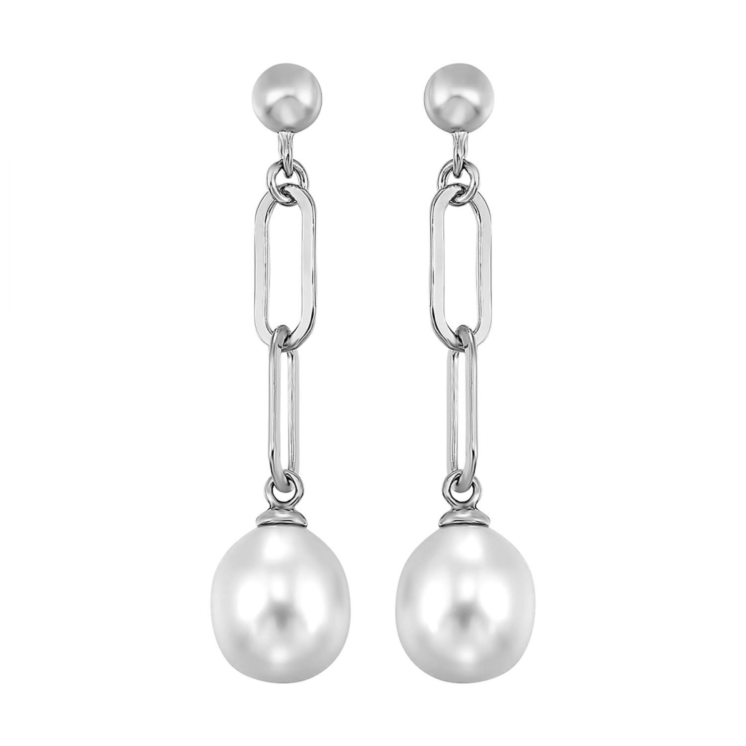Sterling Silver Pearl Dangle Earrings