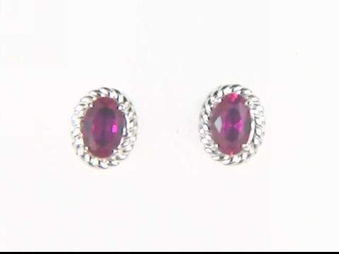 Sterling Silver Created Ruby Earrings