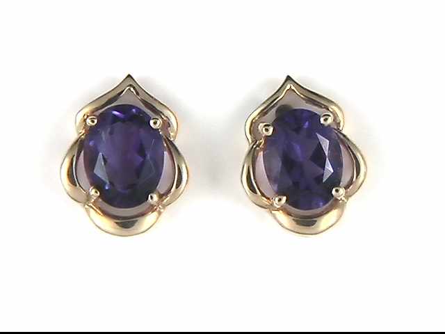 14k Yellow Gold Amethyst Earrings