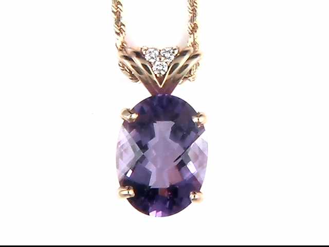 14k Yellow Gold Amethyst Pendant